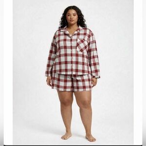 AUDEN Red White Plaid Cotton Pajamas Womens Size 4X NWT